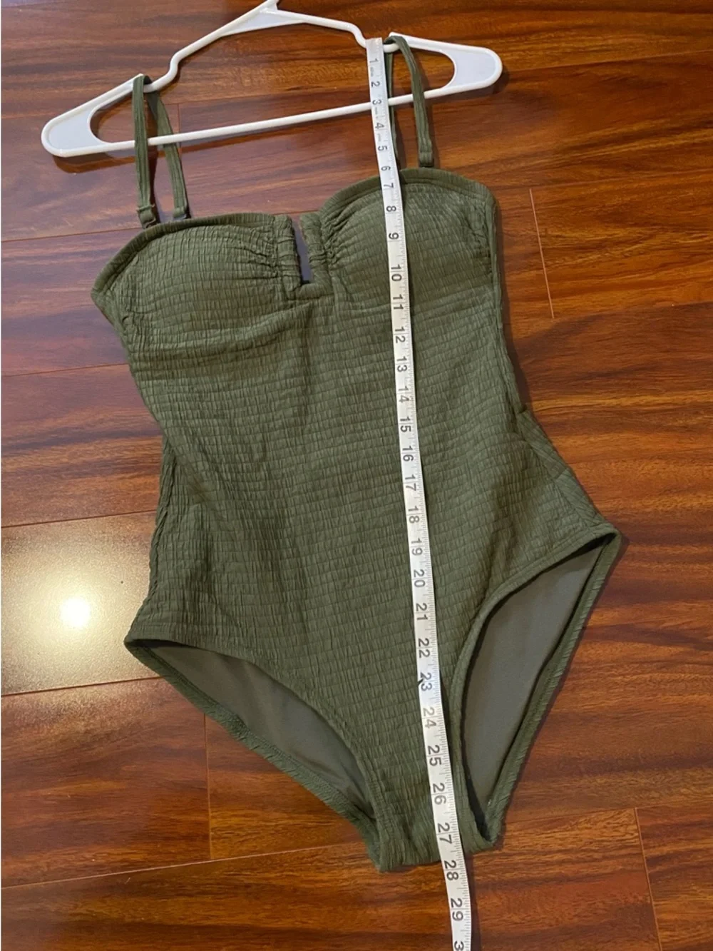 DKNY U-Wire Olive Green Textured One-Piece Swimsuit - Picture 8 of 10